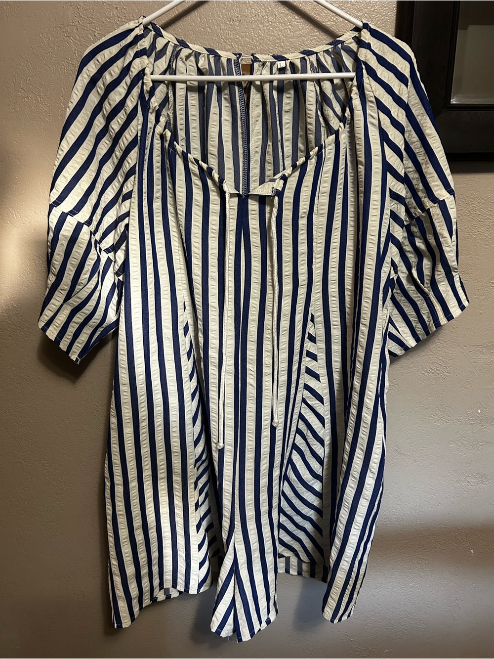 Women’s Blue and White Striped Romper